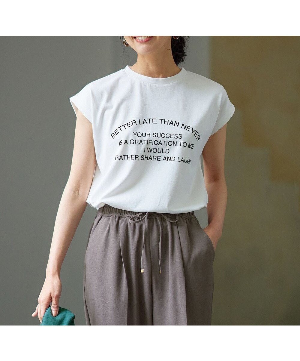 【エニー/ANY】のフロッキーロゴフレンチスリーブTシャツ インテリア・キッズ・メンズ・レディースファッション・服の通販 founy(ファニー) ファッション Fashion レディースファッション Fashion for Women トップス・カットソー Cut & Sew Tops シャツ・ブラウス・オフィスカジュアル Elegant Blouses & Button-Ups ロングTシャツ・Tシャツ Longline T-Shirts & Tees カットソー・ベーシックTシャツ Cut-and-Sewn Tops / Stretch Tees & Basics おすすめ Recommended / Our Picks カットソー Cut and Sewn Top カーディガン Cardigan, Knitwear スリット Slit, Slit Detail スリーブ Sleeve, Long Sleeve / Short Sleeve フレンチ French, French Style ワンポイント One Point, Statement Accent 夏 Summer 春 Spring S/S・春夏 SS, Spring/Summer, Warm Season オフ|ID: prp329100004768323 ipo3291000000034536259