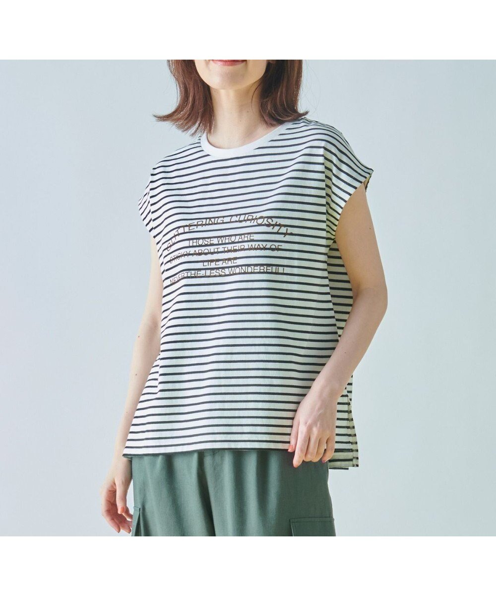 【エニー/ANY】のフロッキーロゴフレンチスリーブTシャツ インテリア・キッズ・メンズ・レディースファッション・服の通販 founy(ファニー) ファッション Fashion レディースファッション Fashion for Women トップス・カットソー Cut & Sew Tops シャツ・ブラウス・オフィスカジュアル Elegant Blouses & Button-Ups ロングTシャツ・Tシャツ Longline T-Shirts & Tees カットソー・ベーシックTシャツ Cut-and-Sewn Tops / Stretch Tees & Basics おすすめ Recommended / Our Picks カットソー Cut and Sewn Top カーディガン Cardigan, Knitwear スリット Slit, Slit Detail スリーブ Sleeve, Long Sleeve / Short Sleeve フレンチ French, French Style ワンポイント One Point, Statement Accent 夏 Summer 春 Spring S/S・春夏 SS, Spring/Summer, Warm Season ボーダー|ID: prp329100004768323 ipo3291000000034536260