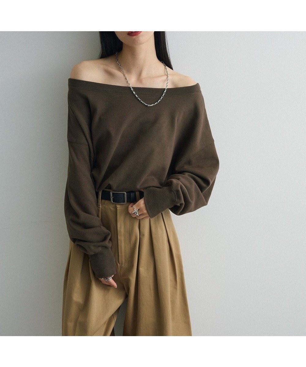 【グリーンパークス/Green Parks】のオフショルスウェット インテリア・キッズ・メンズ・レディースファッション・服の通販 founy(ファニー) ファッション Fashion レディースファッション Fashion for Women トップス・カットソー Cut & Sew Tops レディースパーカー・カジュアルフーディー Casual Hoodies & Sweatshirts スウェット・クルーネックトップス Sweatshirts & Crewnecks / Relaxed Fit Sweat Tops おすすめ Recommended / Our Picks シンプル Simple, Minimal スウェット / スエット Sweatshirt, Sweatwear ポケット Pocket, Pocket Detail A/W・秋冬 Autumn/Winter Brown|ID: prp329100004768325 ipo3291000000034536270