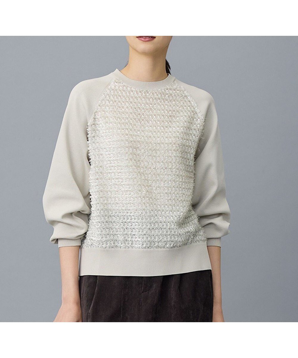 【自由区/JIYU-KU】のジャカードコンビ プルオーバー インテリア・キッズ・メンズ・レディースファッション・服の通販 founy(ファニー) 　ファッション　Fashion　レディースファッション　Fashion for Women　トップス・カットソー　Cut & Sew Tops　ニット　Knit Tops & Sweaters　カジュアルプルオーバー・ニットトップス　Pullovers & Knit Tops / Casual Pullovers　コンビ　Combo, Combination Style　ジャカード／ジャガード　Jacquard, Woven Pattern　セーター　Sweater, Knitwear　ツイード　Twill, Twill Weave　ボトム　Bottoms, Lower Wear　リラックス　Relax, Relaxed Fit　エレガント 上品　Elegant　夏　Summer　春　Spring　S/S・春夏　SS, Spring/Summer, Warm Season　軽量　Lightweight, Ultra Light　ベージュ|ID: prp329100004768336 ipo3291000000034675274