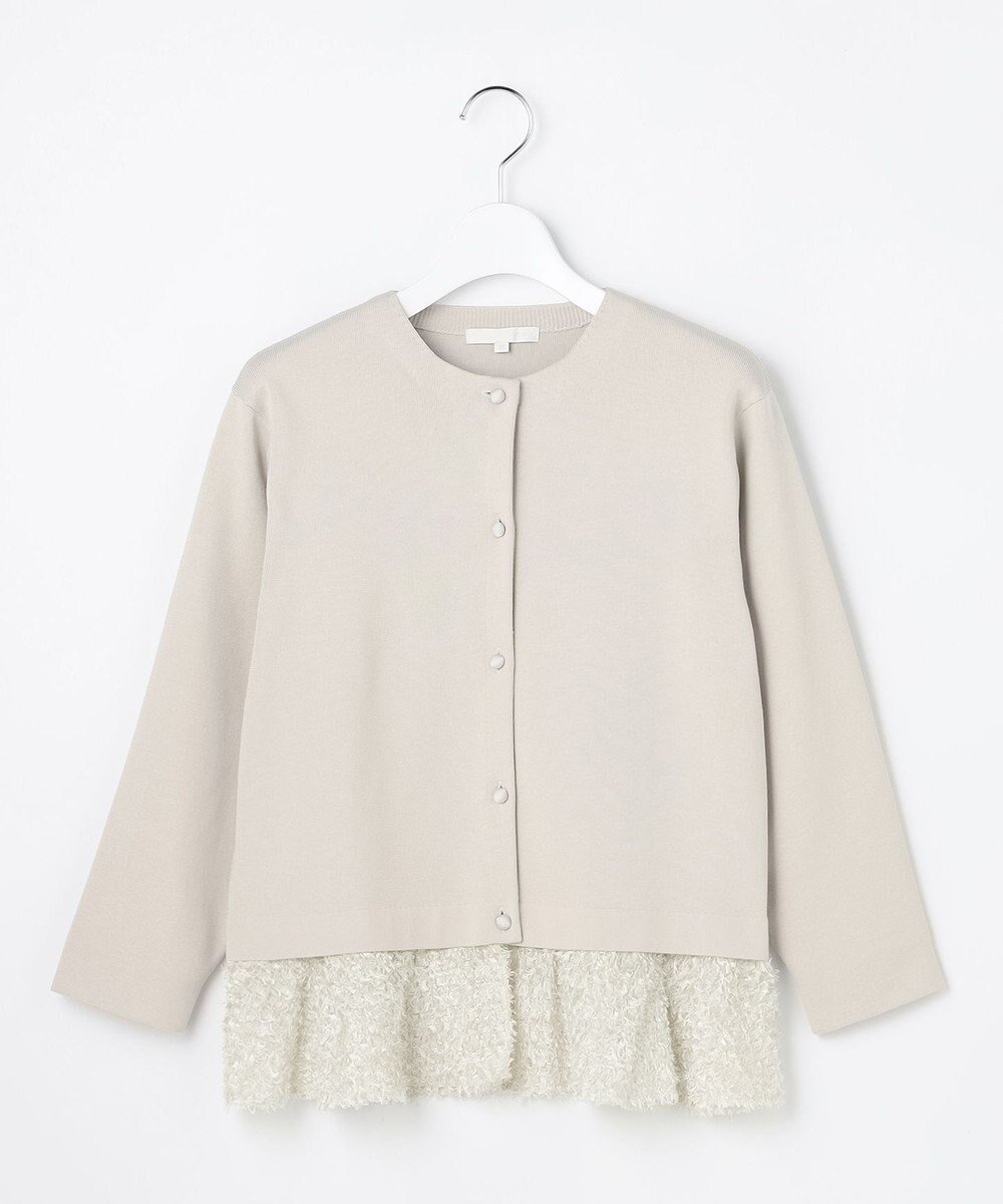 【自由区/JIYU-KU】のジャカードコンビ カーディガン インテリア・キッズ・メンズ・レディースファッション・服の通販 founy(ファニー) 　ファッション　Fashion　レディースファッション　Fashion for Women　トップス・カットソー　Cut & Sew Tops　カーディガン・羽織り　Layered Style Cardigans　カーディガン　Cardigan, Knitwear　コンビ　Combo, Combination Style　サテン　Satin, Glossy Fabric　ジャカード／ジャガード　Jacquard, Woven Pattern　ツイード／ツィード　Choker, Choker Necklace　フェミニン　Feminine, Girly　ペプラム　Peplum, Flared Hem　ボトム　Bottoms, Lower Wear　エレガント 上品　Elegant　夏　Summer　春　Spring　S/S・春夏　SS, Spring/Summer, Warm Season　軽量　Lightweight, Ultra Light　ベージュ|ID: prp329100004768337 ipo3291000000034536305