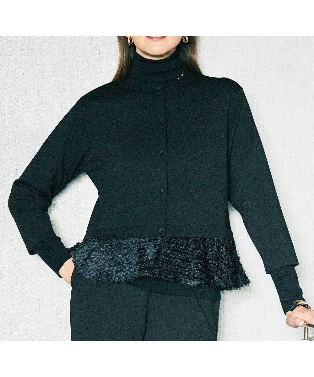 【自由区/JIYU-KU】の【SHIHOさん着用】ジャカードコンビ カーディガン 人気、トレンドファッション・服の通販 founy(ファニー) 　ファッション　Fashion　レディースファッション　Fashion for Women　トップス・カットソー　Cut & Sew Tops　カーディガン・羽織り　Layered Style Cardigans　カーディガン　Cardigan, Knitwear　コンビ　Combo, Combination Style　サテン　Satin, Glossy Fabric　ジャカード／ジャガード　Jacquard, Woven Pattern　ツイード　Twill, Twill Weave　フェミニン　Feminine, Girly　ペプラム　Peplum, Flared Hem　ボトム　Bottoms, Lower Wear　エレガント 上品　Elegant　夏　Summer　春　Spring　S/S・春夏　SS, Spring/Summer, Warm Season　軽量　Lightweight, Ultra Light　 other-1|ID: prp329100004768337 ipo3291000000034606559