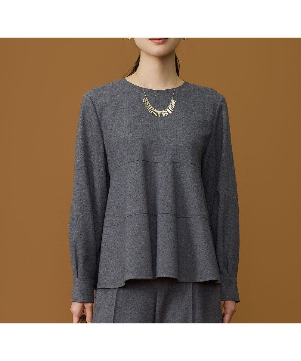 【自由区/JIYU-KU】のソフトウールブレンドペプラム ブラウス 人気、トレンドファッション・服の通販 founy(ファニー) 　ファッション　Fashion　レディースファッション　Fashion for Women　トップス・カットソー　Cut & Sew Tops　シャツ・ブラウス・オフィスカジュアル　Elegant Blouses & Button-Ups　インナー　Innerwear　ウォーム　Warm Fabric　ストレッチ　Stretch, Stretchy Fabric　フレア　Flare, Flared　ペプラム　Peplum, Flared Hem　夏　Summer　春　Spring　S/S・春夏　SS, Spring/Summer, Warm Season　長袖　Long Sleeve, Full Sleeve　 other-1|ID: prp329100004768347 ipo3291000000034536337