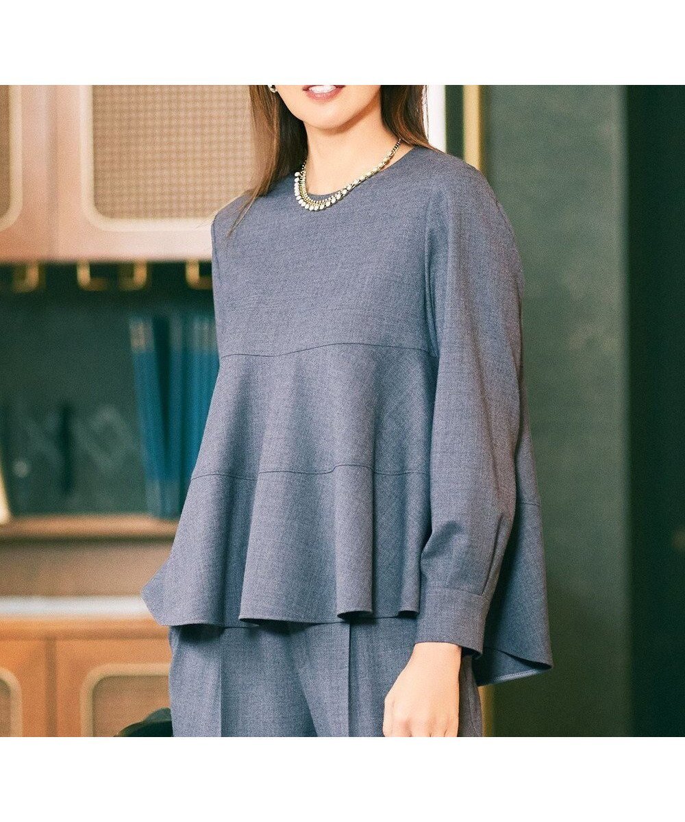 【自由区/JIYU-KU】の【SHIHOさん着用】ソフトウールブレンドペプラム ブラウス インテリア・キッズ・メンズ・レディースファッション・服の通販 founy(ファニー) 　ファッション　Fashion　レディースファッション　Fashion for Women　トップス・カットソー　Cut & Sew Tops　シャツ・ブラウス・オフィスカジュアル　Elegant Blouses & Button-Ups　インナー　Innerwear　ウォーム　Warm Fabric　ストレッチ　Stretch, Stretchy Fabric　フレア　Flare, Flared　ペプラム　Peplum, Flared Hem　夏　Summer　春　Spring　S/S・春夏　SS, Spring/Summer, Warm Season　長袖　Long Sleeve, Full Sleeve　チャコールグレー|ID: prp329100004768347 ipo3291000000034606562