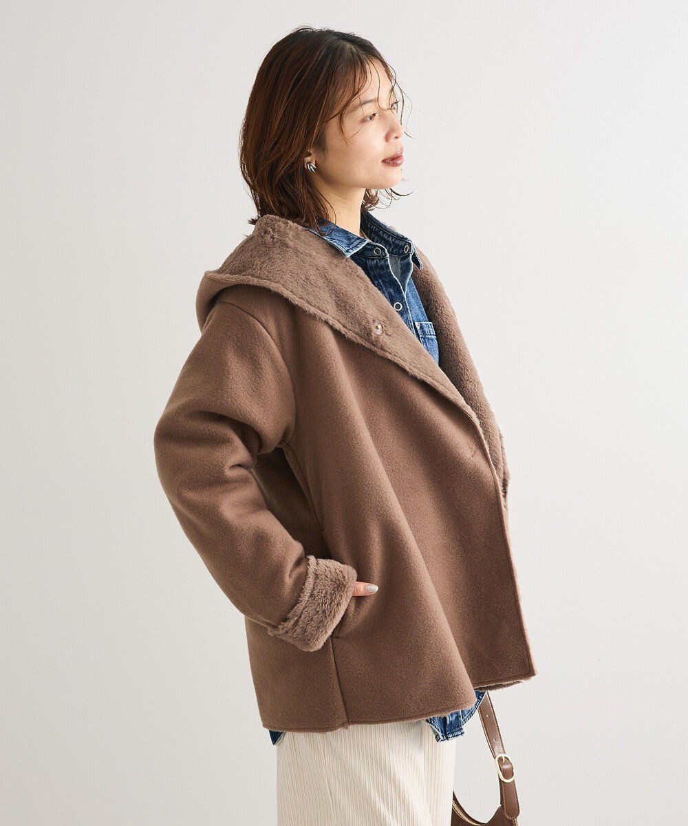 【グリーンパークス/Green Parks】のフーディガウンコート インテリア・キッズ・メンズ・レディースファッション・服の通販 founy(ファニー) ファッション Fashion レディースファッション Fashion for Women アウター Coat / Outerwear Collection コート・ロングコート・ピーコート Long Coats, Peacoats & More レディースジャケット・軽アウター Jackets おすすめ Recommended / Our Picks ガウン Gown, Robe ジャケット Jacket, Outerwear フェルト Felt, Felt Fabric フォルム Silhouette, Form ポケット Pocket, Pocket Detail 今季 This Season, Current Season A/W・秋冬 Autumn/Winter Mocha|ID: prp329100004768378 ipo3291000000034536460