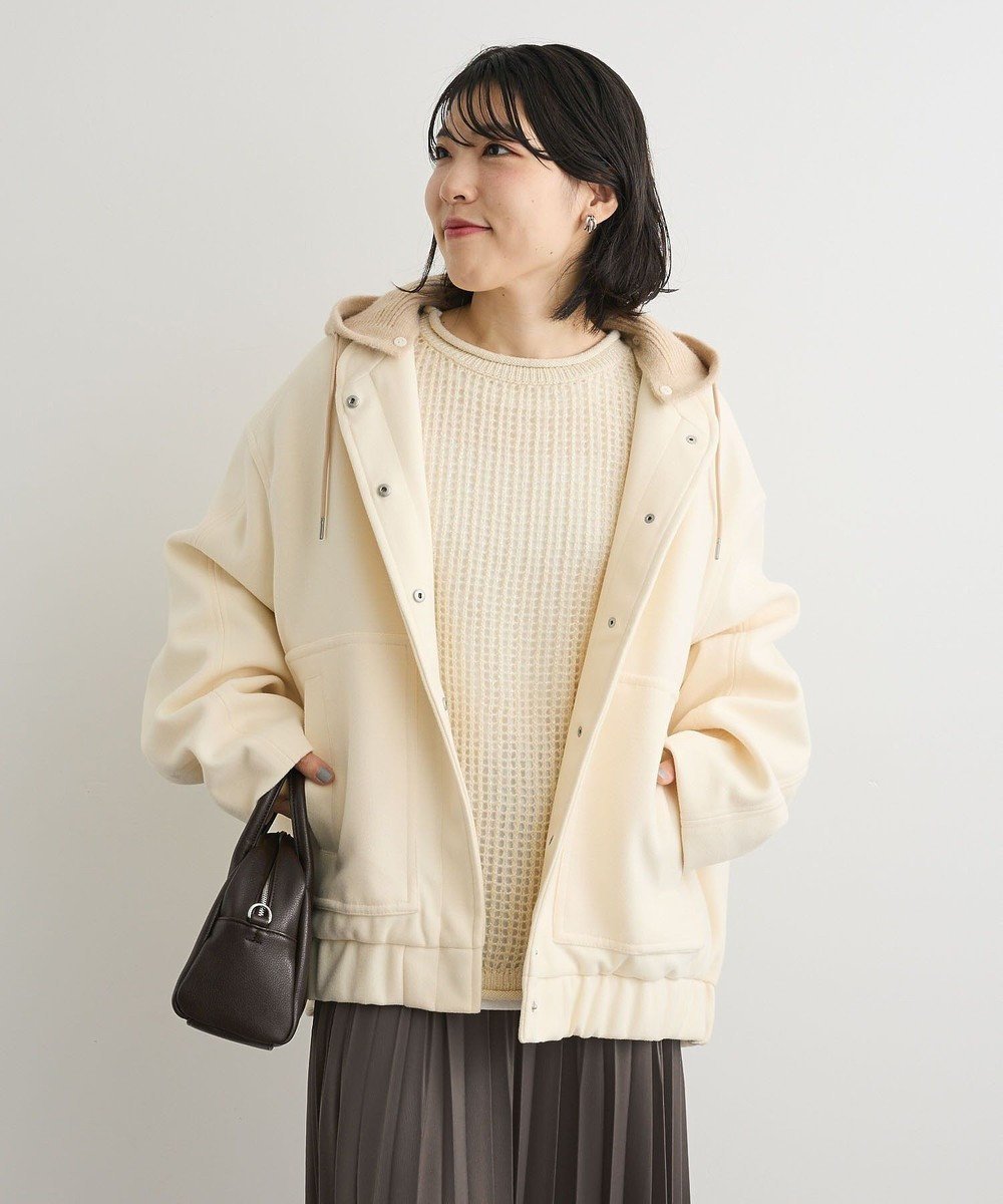 【グリーンパークス/Green Parks】のニットフード付きウーリーブルゾン 人気、トレンドファッション・服の通販 founy(ファニー) 　ファッション　Fashion　レディースファッション　Fashion for Women　アウター　Coat / Outerwear Collection　レディースジャケット・軽アウター　Jackets　ブルゾンジャケット・スポーティアウター　Blouson Jackets　ジャケット　Jacket, Outerwear　パッチ　Patch, Appliqué　ブルゾン　Blouson, Bomber Jacket　ポケット　Pocket, Pocket Detail　A/W・秋冬　Autumn/Winter　 other-1|ID: prp329100004768381 ipo3291000000035708269