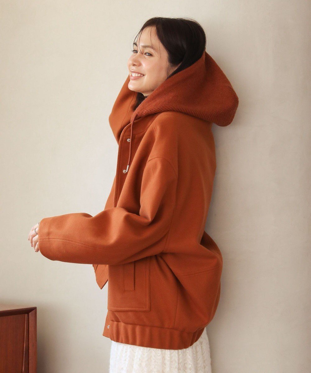 【グリーンパークス/Green Parks】のニットフード付きウーリーブルゾン インテリア・キッズ・メンズ・レディースファッション・服の通販 founy(ファニー) 　ファッション　Fashion　レディースファッション　Fashion for Women　アウター　Coat / Outerwear Collection　レディースジャケット・軽アウター　Jackets　ブルゾンジャケット・スポーティアウター　Blouson Jackets　ジャケット　Jacket, Outerwear　パッチ　Patch, Appliqué　ブルゾン　Blouson, Bomber Jacket　ポケット　Pocket, Pocket Detail　A/W・秋冬　Autumn/Winter　Camel|ID: prp329100004768381 ipo3291000000035708278