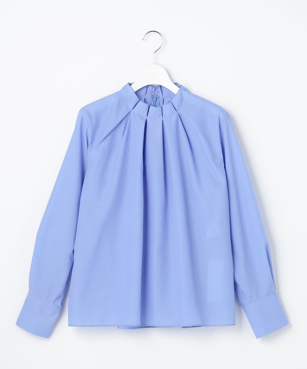 【自由区/JIYU-KU】のナチュラルタッチスタンドカラー ブラウス インテリア・キッズ・メンズ・レディースファッション・服の通販 founy(ファニー) 　ファッション　Fashion　レディースファッション　Fashion for Women　トップス・カットソー　Cut & Sew Tops　シャツ・ブラウス・オフィスカジュアル　Elegant Blouses & Button-Ups　エレガント 上品　Elegant　カフス　Cuff Design　スタンド　Stand Collar, Upright Stand　タイプライター　Typewriter Fabric, Crisp Cotton　夏　Summer　春　Spring　S/S・春夏　SS, Spring/Summer, Warm Season　サックス|ID: prp329100004768385 ipo3291000000034536500