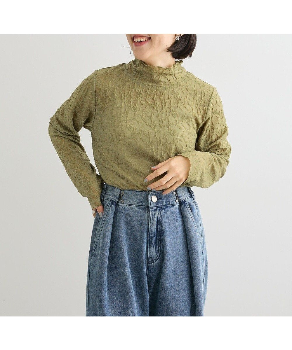 【グリーンパークス/Green Parks】のレースハイネックプルオーバー インテリア・キッズ・メンズ・レディースファッション・服の通販 founy(ファニー) 　ファッション　Fashion　レディースファッション　Fashion for Women　トップス・カットソー　Cut & Sew Tops　シャツ・ブラウス・オフィスカジュアル　Elegant Blouses & Button-Ups　ロングTシャツ・Tシャツ　Longline T-Shirts & Tees　カジュアルプルオーバー・ニットトップス　Pullovers & Knit Tops / Casual Pullovers　カットソー・ベーシックTシャツ　Cut-and-Sewn Tops / Stretch Tees & Basics　おすすめ　Recommended / Our Picks　インナー　Innerwear　エレガント 上品　Elegant　カットソー　Cut and Sewn Top　ジャケット　Jacket, Outerwear　スウェット / スエット　Sweatshirt, Sweatwear　ハイネック　High Neck, Mock Neck　フィット　Fit, Slim Fit　ベスト　Vest, Waistcoat　ポケット　Pocket, Pocket Detail　A/W・秋冬　Autumn/Winter　Khaki|ID: prp329100004768392 ipo3291000000034536555
