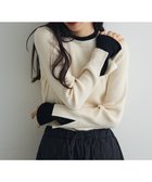 【グリーンパークス/Green Parks】のダブルカフスモックネック配色ニット Ivory|ID: prp329100004768396 ipo3291000000034536571