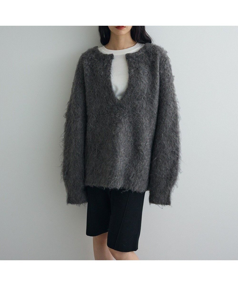 【グリーンパークス/Green Parks】の前後2wayキーネックシャギーニット 人気、トレンドファッション・服の通販 founy(ファニー) 　ファッション　Fashion　レディースファッション　Fashion for Women　トップス・カットソー　Cut & Sew Tops　ニット　Knit Tops & Sweaters　おすすめ　Recommended / Our Picks　セーター　Sweater, Knitwear　ハーフ　Half, Half-Length　ポケット　Pocket, Pocket Detail　A/W・秋冬　Autumn/Winter　 other-1|ID: prp329100004768397 ipo3291000000034536577