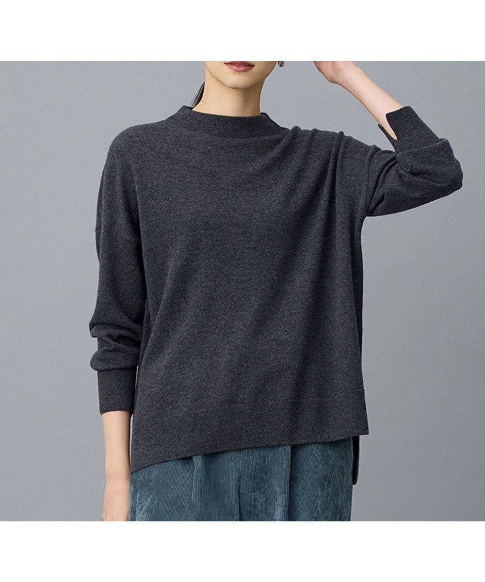 【自由区/JIYU-KU】の【SHIHOさん着用】ウールハイゲージモックネック ニット インテリア・キッズ・メンズ・レディースファッション・服の通販 founy(ファニー) 　ファッション　Fashion　レディースファッション　Fashion for Women　トップス・カットソー　Cut & Sew Tops　ニット　Knit Tops & Sweaters　おすすめ　Recommended / Our Picks　シンプル　Simple, Minimal　スリット　Slit, Slit Detail　セーター　Sweater, Knitwear　ベスト　Vest, Waistcoat　ボックス　Boxy, Box Shape　モックネック　Mock Neck, Short Turtleneck　エレガント 上品　Elegant　夏　Summer　春　Spring　S/S・春夏　SS, Spring/Summer, Warm Season　チャコール|ID: prp329100004768406 ipo3291000000034675293