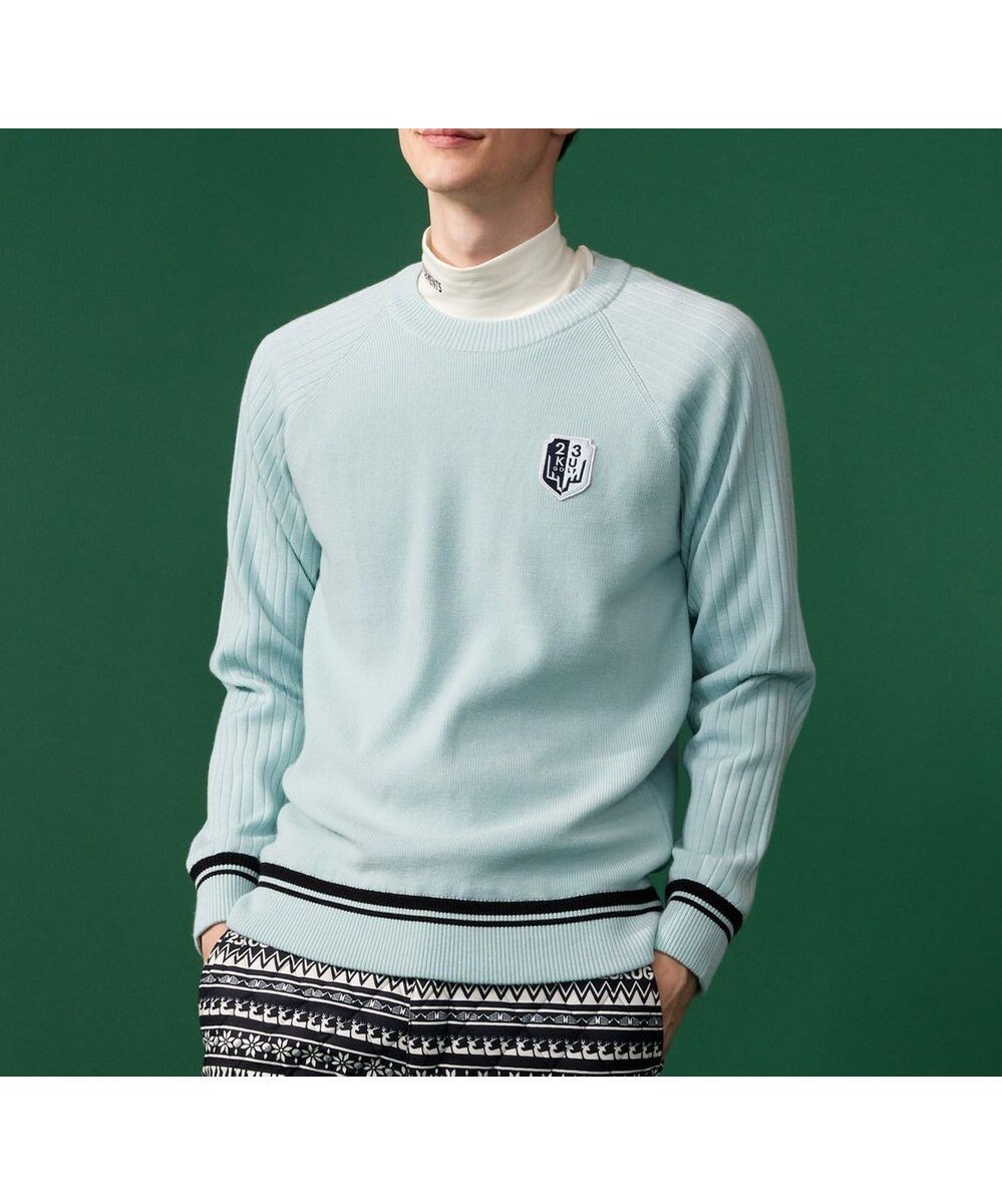 【23区 ゴルフ/23区GOLF / MEN】の裏地付きニットで温か【MEN】【蓄熱】ウールブレンド裏付 ニット インテリア・キッズ・メンズ・レディースファッション・服の通販 founy(ファニー) 　ファッション　Fashion　メンズファッション　Fashion for Men　トップス・カットソー　Cut & Sew Tops　ニット・セーター / 定番トップス　Knit Tops & Sweaters　アクリル　Acrylic Material　ゴルフ　Golf　シンプル　Simple, Minimal　スポーティ　Sporty, Casual Athletic　セーター　Sweater, Knitwear　今季　This Season, Current Season　冬　Winter / This Winter　定番　Standard, Basic Item　A/W・秋冬　Autumn/Winter　スカイブルー系|ID: prp329100004769316 ipo3291000000034544672