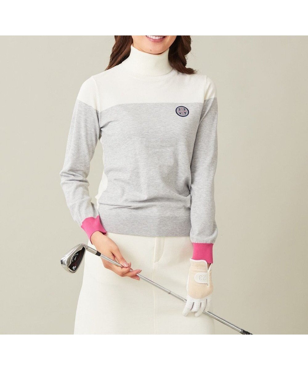 【23区 ゴルフ/NIJYUSANKU GOLF】の【WOMEN】【ウォッシャブル】カラーブロックモックネック ニット 人気、トレンドファッション・服の通販 founy(ファニー) 　ファッション　Fashion　レディースファッション　Fashion for Women　トップス・カットソー　Cut & Sew Tops　ニット　Knit Tops & Sweaters　おすすめ　Recommended / Our Picks　ウォッシャブル　Machine Washable　ゴルフ　Golf　ストレッチ　Stretch, Stretchy Fabric　セーター　Sweater, Knitwear　フレア　Flare, Flared　ブロック　Block, Solid Block Pattern　ヨーク　Yoke, Yoke Design　ワイド　Wide, Wide Fit　冬　Winter / This Winter　A/W・秋冬　Autumn/Winter　 other-1|ID: prp329100004769321 ipo3291000000034544718
