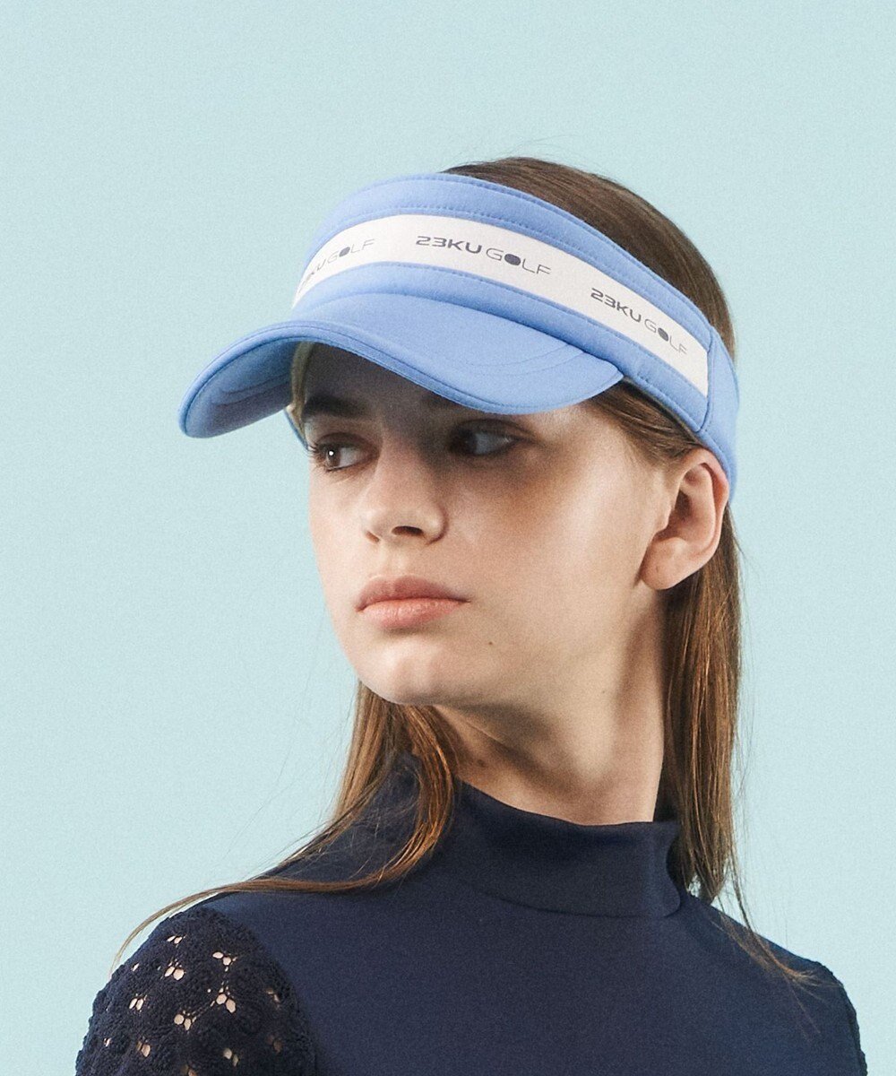 【23区 ゴルフ/NIJYUSANKU GOLF】の【WOMEN】ダンボールニット バイザー インテリア・キッズ・メンズ・レディースファッション・服の通販 founy(ファニー) 　ファッション　Fashion　レディースファッション　Fashion for Women　トップス・カットソー　Cut & Sew Tops　ニット　Knit Tops & Sweaters　キャップ&ハット　Hats & Caps　キャップ　Cap, Baseball Cap　フロント　Front, Front Design　切替　Switching, Contrast Panel　帽子　Hat, Headwear　春　Spring　スカイブルー系|ID: prp329100004769323 ipo3291000000034544750