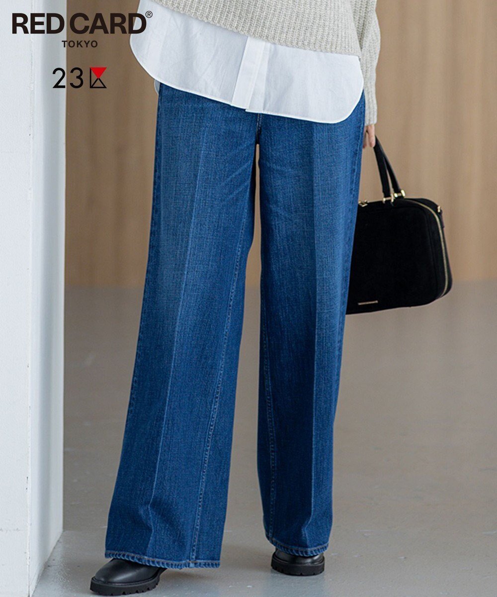【23区/NIJYUSANKU】の【RED CARD TOKYO×23区/先行予約】 センタープレス デニム ワイド パンツ インテリア・キッズ・メンズ・レディースファッション・服の通販 founy(ファニー) ファッション Fashion レディースファッション Fashion for Women パンツ Pants & Trousers デニムパンツ・ジーンズ・美脚デニム Denim Jeans & Pants ウォッシュ Washed Finish ヴィンテージ Vintage Style シンプル Simple, Minimal ジャケット Jacket, Outerwear センター Center, Center Line デニム Denim, Jeans Material パターン Pattern, Design Print プレミアム Premium, High-End モダン Modern, Contemporary リアル Real, Realistic ワイド Wide, Wide Fit A/W・秋冬 Autumn/Winter S/S・春夏 SS, Spring/Summer, Warm Season 夏 Summer エレガント 上品 Elegant ミッドブルー系|ID: prp329100004769342 ipo3291000000034544847