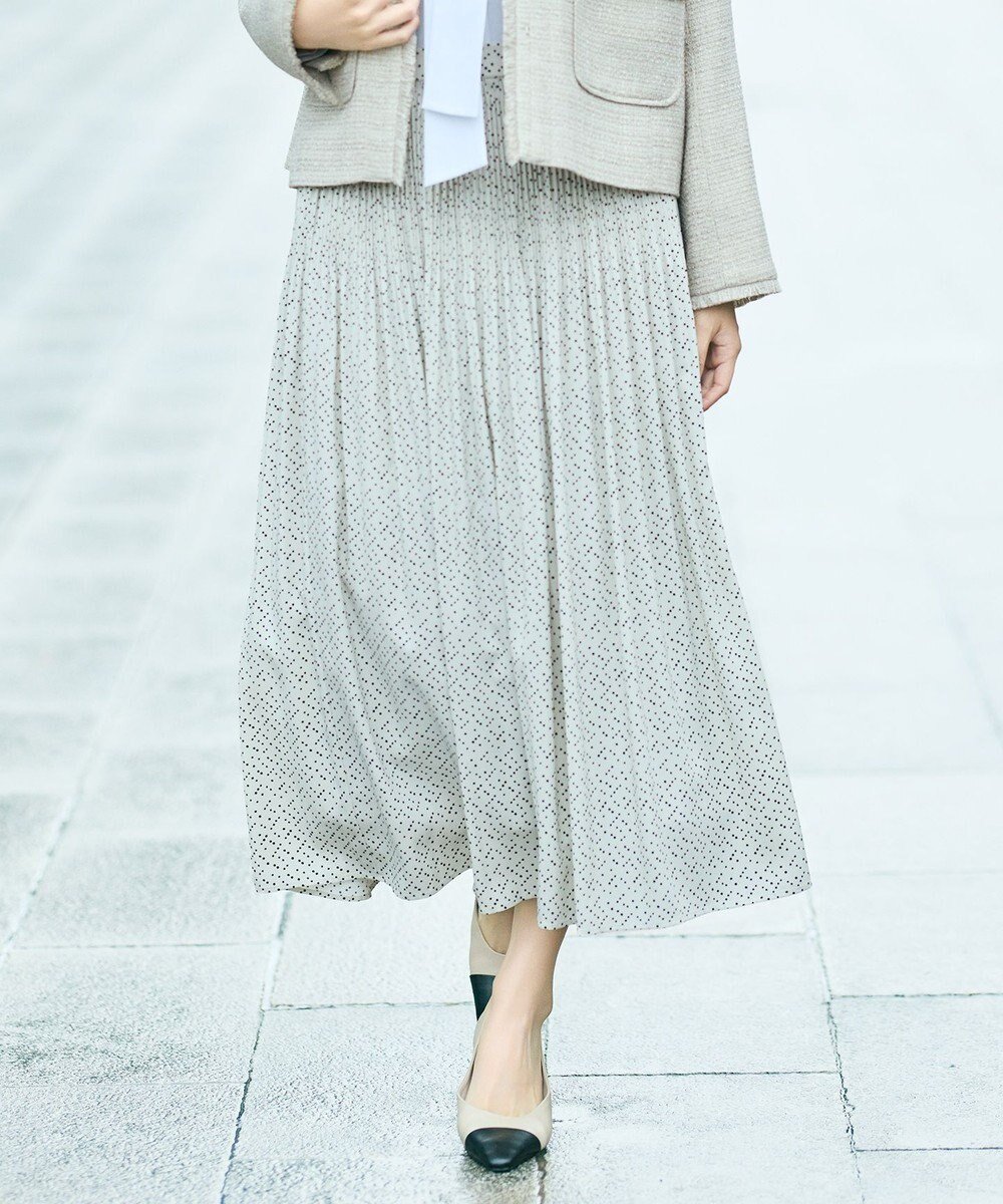 【自由区/JIYU-KU】の【カタログ掲載・セットアップ対応】ライトサテンプリーツ スカートⅡ インテリア・キッズ・メンズ・レディースファッション・服の通販 founy(ファニー) 　ファッション　Fashion　レディースファッション　Fashion for Women　セットアップ　Matching Sets　スカート・ミニ/ミディ/マキシ　Skirts / Mini, Midi & Maxi Skirts　スカート　Skirts　プリーツスカート / 上品フェミニンスタイル　Pleated Skirts　おすすめ　Recommended / Our Picks　ジャケット　Jacket, Outerwear　ストレッチ　Stretch, Stretchy Fabric　スーツ　Suit, Formalwear　セットアップ　Set-Up, Coordinated Outfit　セレモニー　Ceremony　ドレープ　Drape, Draping Fabric　プリーツ　Pleats, Pleated　人気　Popular, Best Seller　夏　Summer　定番　Standard, Basic Item　S/S・春夏　SS, Spring/Summer, Warm Season　A/W・秋冬　Autumn/Winter　ビジネス 仕事 通勤　Business / Work / Commuting　ベージュ×ブラック|ID: prp329100004769354 ipo3291000000034606548