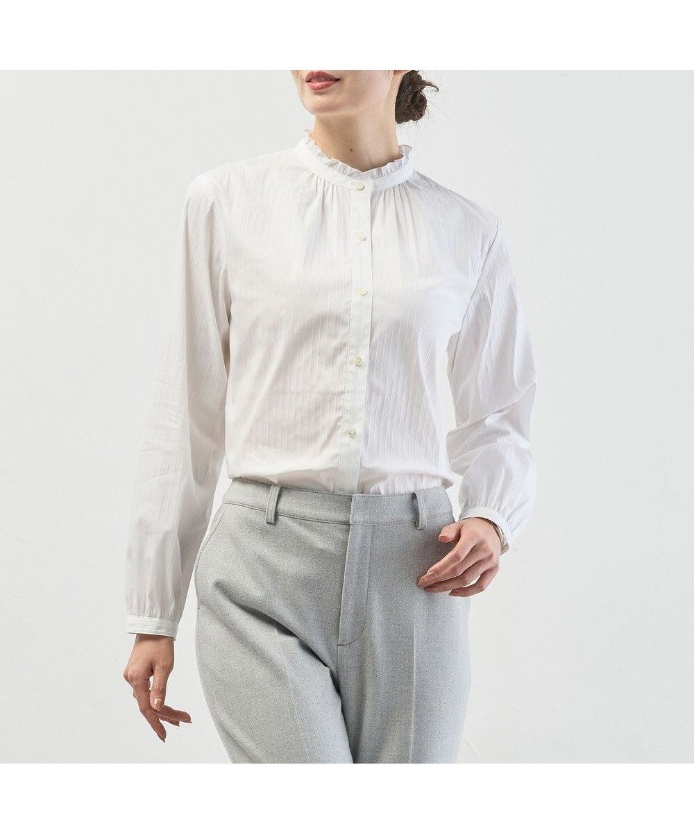 【ジェイ プレス/J.PRESS】のBEZコットンナイロン ストライプ フリル襟 ブラウス 人気、トレンドファッション・服の通販 founy(ファニー) ファッション Fashion レディースファッション Fashion for Women トップス・カットソー Cut & Sew Tops シャツ・ブラウス・オフィスカジュアル Elegant Blouses & Button-Ups 春 Spring ギャザー Gathered, Ruffled ジャケット Jacket, Outerwear ストライプ Stripe, Striped Pattern ストレッチ Stretch, Stretchy Fabric スーツ Suit, Formalwear デニム Denim, Jeans Material バランス Balance, Style Balance フリル Frill, Ruffle A/W・秋冬 Autumn/Winter S/S・春夏 SS, Spring/Summer, Warm Season 夏 Summer エレガント 上品 Elegant ビジネス 仕事 通勤 Business / Work / Commuting other-1|ID: prp329100004769371 ipo3291000000034544938