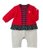 【ミキハウスホットビスケッツ/MIKI HOUSE HOT BISCUITS / KIDS】の【70-80cm】カーディガン重ね着風 7分丈カバーオール 赤|ID: prp329100004770245 ipo3291000000034555613