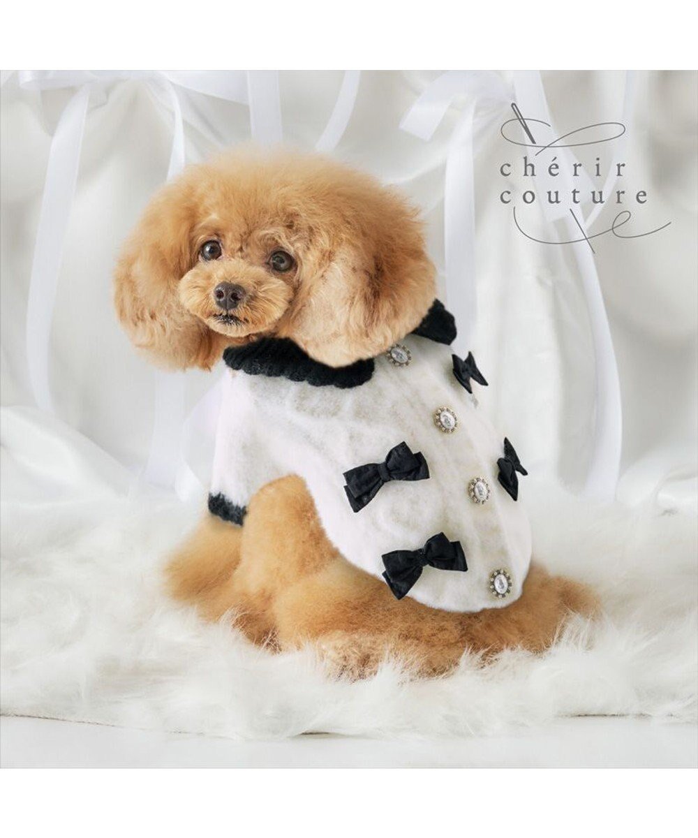 【ペットパラダイス/PET PARADISE / GOODS】のcherircouture リボンニット 小型犬 インテリア・キッズ・メンズ・レディースファッション・服の通販 founy(ファニー) スカラップ Scallop, Scalloped Edge リボン Ribbon, Bow A/W・秋冬 Autumn/Winter 犬 Dog ホーム・キャンプ・アウトドア・お取り寄せ Home Living / Home & Lifestyle / Camping Gear / Outdoor Camping ペットグッズ Pet Supplies ホワイト×ブラック|ID: prp329100004770291 ipo3291000000034555763