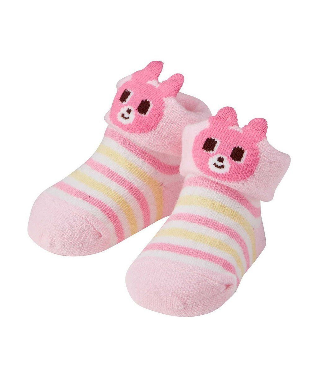 【ミキハウスホットビスケッツ/MIKI HOUSE HOT BISCUITS / KIDS】の【9-11cm】 キャラクターお顔ベビーソックス インテリア・キッズ・メンズ・レディースファッション・服の通販 founy(ファニー) 　ファッション　Fashion　キッズファッション　Fashion for Kids　おすすめ　Recommended / Our Picks　キャラクター　Character, Licensed Characters　ギフト プレゼント　Gift / Present　シューズ　Shoes, Footwear　ソックス　Socks, Hosiery　ベビー　Baby, Babywear　ピンク|ID: prp329100004770293 ipo3291000000034555770