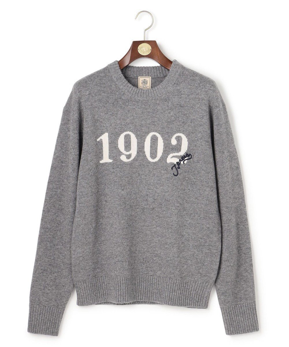 【ジェイ プレス/J.PRESS / MEN】の【NYUZELESS】1902 クルーネックロゴ ニット インテリア・キッズ・メンズ・レディースファッション・服の通販 founy(ファニー) ファッション Fashion メンズファッション Fashion for Men トップス・カットソー Cut & Sew Tops ニット・セーター / 定番トップス Knit Tops & Sweaters シンプル Simple, Minimal セーター Sweater, Knitwear チェーン Chain, Chain Strap フィット Fit, Slim Fit A/W・秋冬 Autumn/Winter グレー系|ID: prp329100004770361 ipo3291000000034556075