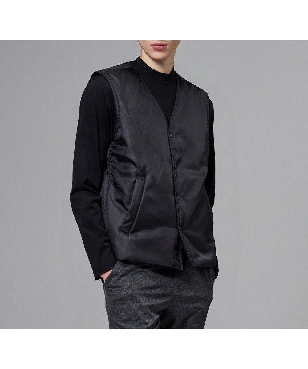 【ジョゼフ オム/JOSEPH HOMME / MEN】の【2WAY】パテッドニットブロック リバーシブルベスト インテリア・キッズ・メンズ・レディースファッション・服の通販 founy(ファニー) 　ファッション　Fashion　メンズファッション　Fashion for Men　トップス・カットソー　Cut & Sew Tops　ニット・セーター / 定番トップス　Knit Tops & Sweaters　ベスト・ジレ　Vests & Gilets　インナー　Innerwear　シャドー　Shadow, Subtle Pattern　ジャケット　Jacket, Outerwear　スタイリッシュ　Stylish, Fashionable　チェック　Check, Plaid, Tartan　ビジネス 仕事 通勤　Business / Work / Commuting　フロント　Front, Front Design　ベスト　Vest, Waistcoat　ベーシック　Basic, Essential　エレガント 上品　Elegant　A/W・秋冬　Autumn/Winter　防寒　Cold Protection, Winter-Ready　ブラック系|ID: prp329100004770372 ipo3291000000034556122