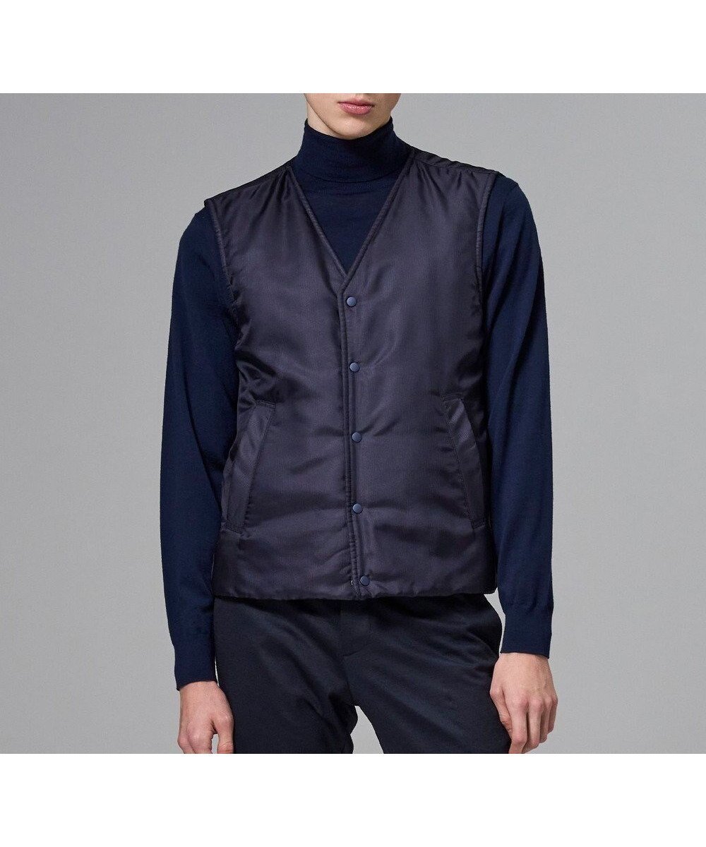 【ジョゼフ オム/JOSEPH HOMME / MEN】の【2WAY】パテッドニットブロック リバーシブルベスト インテリア・キッズ・メンズ・レディースファッション・服の通販 founy(ファニー) 　ファッション　Fashion　メンズファッション　Fashion for Men　トップス・カットソー　Cut & Sew Tops　ニット・セーター / 定番トップス　Knit Tops & Sweaters　ベスト・ジレ　Vests & Gilets　インナー　Innerwear　シャドー　Shadow, Subtle Pattern　ジャケット　Jacket, Outerwear　スタイリッシュ　Stylish, Fashionable　チェック　Check, Plaid, Tartan　ビジネス 仕事 通勤　Business / Work / Commuting　フロント　Front, Front Design　ベスト　Vest, Waistcoat　ベーシック　Basic, Essential　エレガント 上品　Elegant　A/W・秋冬　Autumn/Winter　防寒　Cold Protection, Winter-Ready　ネイビー系|ID: prp329100004770372 ipo3291000000034556123