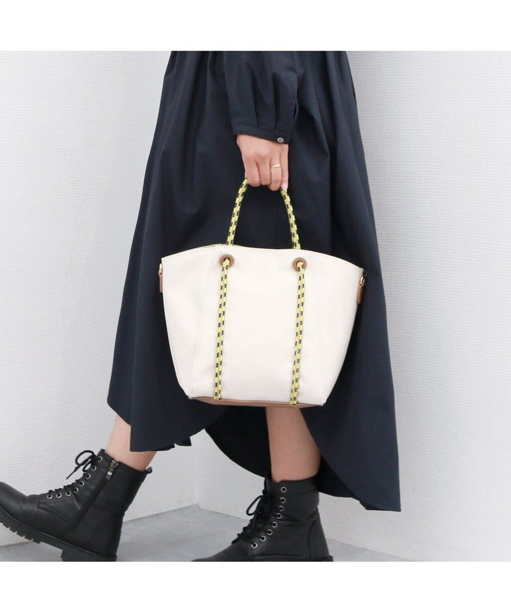 【アンビリオン/UNBILLION】のカシュカシュ cachecache / コーティングキャンバスロープハンドルトート インテリア・キッズ・メンズ・レディースファッション・服の通販 founy(ファニー) 　ファッション　Fashion　レディースファッション　Fashion for Women　バッグ　Bags　カラフル　Colorful Design　ショルダー　Shoulder, Shoulder Strap　ハンド　Hand, Handmade　ポケット　Pocket, Pocket Detail　ミックス　Mix, Mixed Style　モチーフ　Motif, Design Theme　再入荷　Restock / Back in Stock　アイボリー|ID: prp329100004770393 ipo3291000000034556278