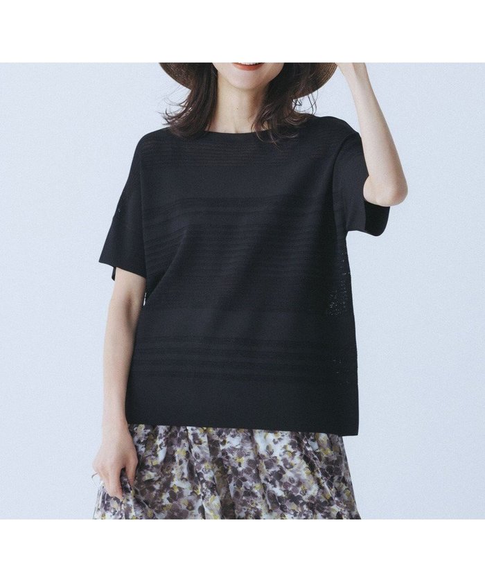 【自由区/JIYU-KU】の【UVカット・洗える】クレープストレッチボーダー ニット インテリア・キッズ・メンズ・レディースファッション・服の通販 founy(ファニー) https://founy.com/ ファッション Fashion レディースファッション Fashion for Women トップス・カットソー Cut & Sew Tops ニット Knit Tops & Sweaters エレガント 上品 Elegant ストレッチ Stretch, Stretchy Fabric セーター Sweater, Knitwear ドレープ Drape, Draping Fabric ボトム Bottoms, Lower Wear ボーダー Border, Stripe ミックス Mix, Mixed Style 洗える Machine Washable A/W・秋冬 Autumn/Winter |ID: prp329100004770401 ipo3291000000034556442