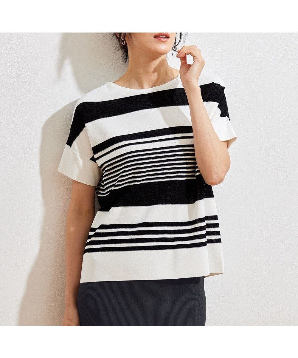 【自由区/JIYU-KU】の【UVカット・洗える】クレープストレッチボーダー ニット インテリア・キッズ・メンズ・レディースファッション・服の通販 founy(ファニー) ファッション Fashion レディースファッション Fashion for Women トップス・カットソー Cut & Sew Tops ニット Knit Tops & Sweaters エレガント 上品 Elegant ストレッチ Stretch, Stretchy Fabric セーター Sweater, Knitwear ドレープ Drape, Draping Fabric ボトム Bottoms, Lower Wear ボーダー Border, Stripe ミックス Mix, Mixed Style 洗える Machine Washable A/W・秋冬 Autumn/Winter オフホワイト×ブラック|ID: prp329100004770401 ipo3291000000034556446