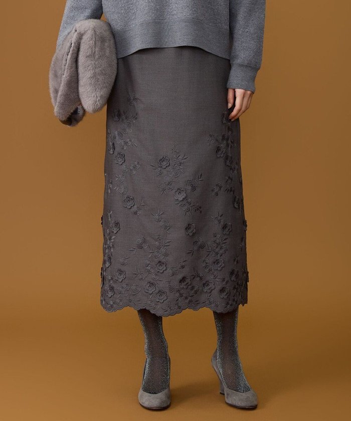 【自由区/JIYU-KU】のエンブロイダリー スカート インテリア・キッズ・メンズ・レディースファッション・服の通販 founy(ファニー) https://founy.com/ ファッション Fashion レディースファッション Fashion for Women スカート Skirts エンブロイダリー Embroidery Design ストレート Straight, Straight Cut ツイル Twist, Twisted Detail モチーフ Motif, Design Theme 夏 Summer 春 Spring S/S・春夏 SS, Spring/Summer, Warm Season |ID: prp329100004771245 ipo3291000000034566127