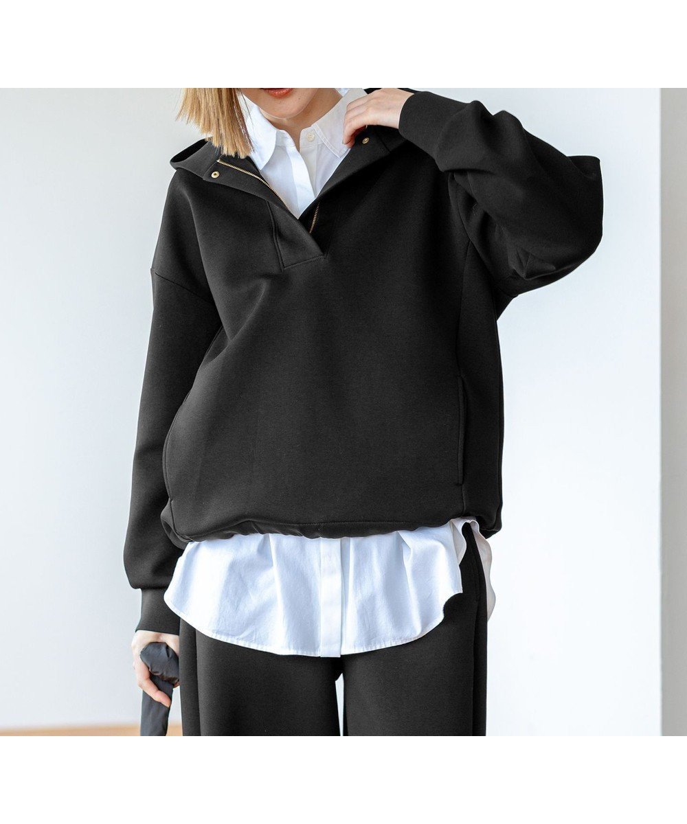 【23区/NIJYUSANKU】の【洗える】コットンエアーダンボール ドロスト フーディー 人気、トレンドファッション・服の通販 founy(ファニー) 　ファッション　Fashion　レディースファッション　Fashion for Women　トップス・カットソー　Cut & Sew Tops　レディースパーカー・カジュアルフーディー　Casual Hoodies & Sweatshirts　インナー　Innerwear　洗える　Machine Washable　カットソー　Cut and Sewn Top　コクーン　Cocoon, Cocoon Silhouette　サイドジップ　Side Zip, Side Zipper　ダウン　Down, Puffer　なめらか　Smooth, Silky Texture　パーカー　Hoodie, Parka　リラックス　Relax, Relaxed Fit　ワイド　Wide, Wide Fit　A/W・秋冬　Autumn/Winter　冬　Winter / This Winter　おすすめ　Recommended / Our Picks　エレガント 上品　Elegant　2025年　2025　2025-2026秋冬・A/W　Autumn/Winter 2025–26 AW25–26　 other-1|ID: prp329100004771277 ipo3291000000035628220