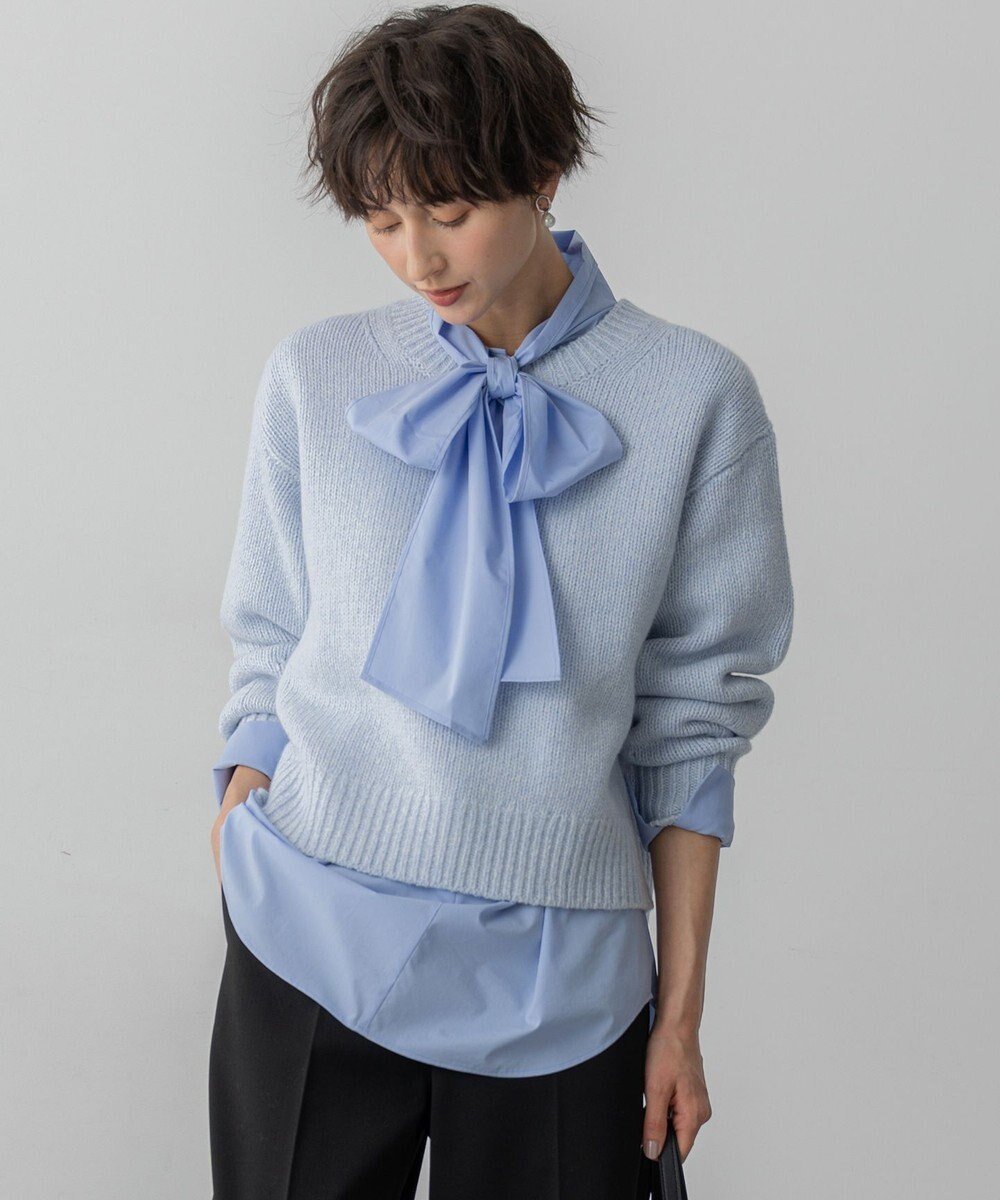 【23区/NIJYUSANKU】の【先行予約/洗える】ウールカシミヤ パフスリーブ ニット インテリア・キッズ・メンズ・レディースファッション・服の通販 founy(ファニー) ファッション Fashion レディースファッション Fashion for Women トップス・カットソー Cut & Sew Tops ニット Knit Tops & Sweaters イエロー Yellow 春 Spring 洗える Machine Washable コンパクト Compact, Small Size シンプル Simple, Minimal スリーブ Sleeve, Long Sleeve / Short Sleeve セーター Sweater, Knitwear トレンド Trend, Trending Now 定番 Standard, Basic Item パステル Pastel, Soft Color A/W・秋冬 Autumn/Winter エレガント 上品 Elegant スカイブルー系|ID: prp329100004771279 ipo3291000000034566264