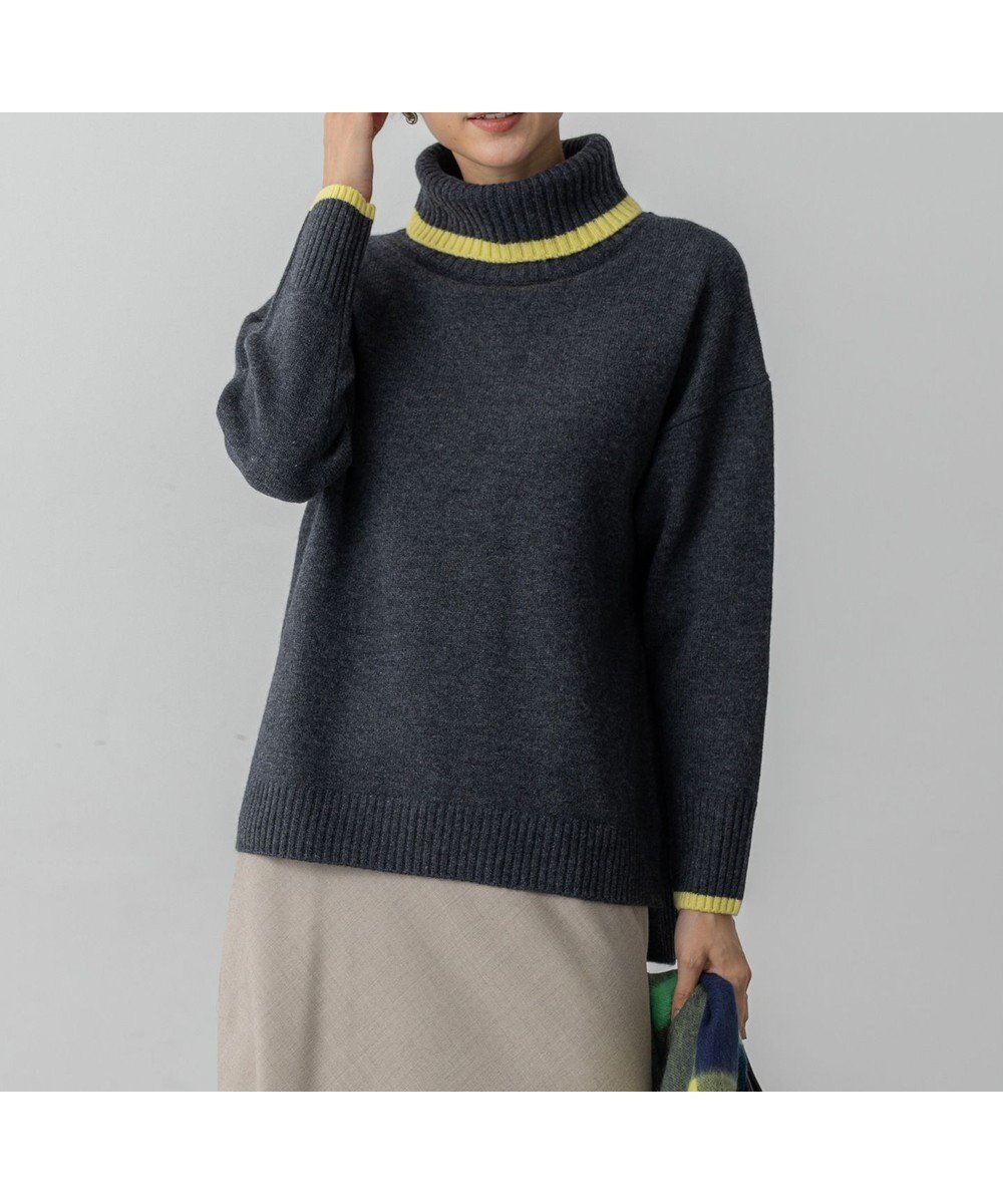 【23区/NIJYUSANKU】の【先行予約/洗える】ウールカシミヤ コンビカラー オフタートル ニット インテリア・キッズ・メンズ・レディースファッション・服の通販 founy(ファニー) ファッション Fashion レディースファッション Fashion for Women トップス・カットソー Cut & Sew Tops ニット Knit Tops & Sweaters イエロー Yellow エレガント 上品 Elegant 洗える Machine Washable コンビ Combo, Combination Style シンプル Simple, Minimal スリット Slit, Slit Detail セーター Sweater, Knitwear リラックス Relax, Relaxed Fit A/W・秋冬 Autumn/Winter ライトグレー系|ID: prp329100004771280 ipo3291000000034566267