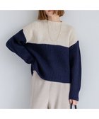 【23区/NIJYUSANKU】の【先行予約/洗える】ウールカシミヤ カラーブロック バルキー ニット 人気、トレンドファッション・服の通販 founy(ファニー) ファッション Fashion レディースファッション Fashion for Women トップス・カットソー Cut & Sew Tops ニット Knit Tops & Sweaters 洗える Machine Washable 畦 Ribbed Knit シンプル Simple, Minimal セーター Sweater, Knitwear デニム Denim, Jeans Material ハイネック High Neck, Mock Neck ブロック Block, Solid Block Pattern A/W・秋冬 Autumn/Winter エレガント 上品 Elegant thumbnail ライトベージュ×ネイビー|ID: prp329100004771281 ipo3291000000034566272