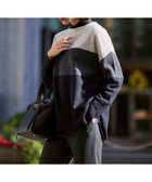 【23区/NIJYUSANKU】の【洗える】ウールカシミヤ カラーブロック チュニック ニット グレー|ID:prp329100004771282