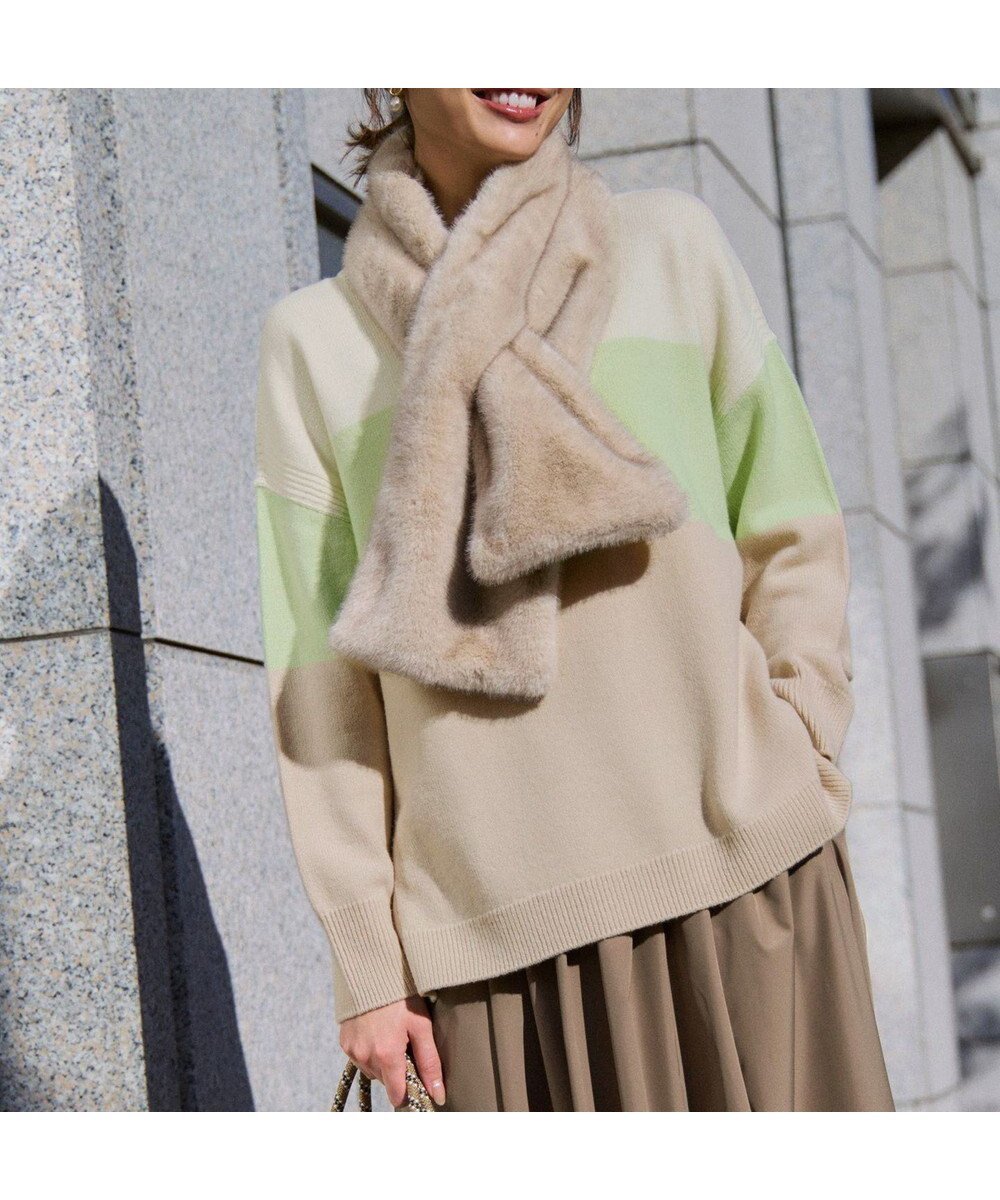 【23区/NIJYUSANKU】の【洗える】ウールカシミヤ カラーブロック チュニック ニット インテリア・キッズ・メンズ・レディースファッション・服の通販 founy(ファニー) 　ファッション　Fashion　レディースファッション　Fashion for Women　トップス・カットソー　Cut & Sew Tops　ニット　Knit Tops & Sweaters　洗える　Machine Washable　セーター　Sweater, Knitwear　チュニック　Tunic, Long Top　ブロック　Block, Solid Block Pattern　A/W・秋冬　Autumn/Winter　エレガント 上品　Elegant　ライムグリーン|ID: prp329100004771282 ipo3291000000035536565