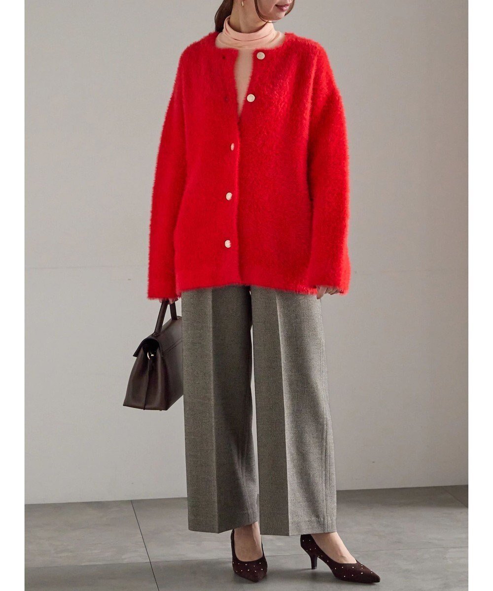 【テチチ/Te chichi】のダブルフェイスフェザーカーディガン インテリア・キッズ・メンズ・レディースファッション・服の通販 founy(ファニー) 　ファッション　Fashion　レディースファッション　Fashion for Women　トップス・カットソー　Cut & Sew Tops　ニット　Knit Tops & Sweaters　カーディガン・羽織り　Layered Style Cardigans　おすすめ　Recommended / Our Picks　カーディガン　Cardigan, Knitwear　セーター　Sweater, Knitwear　フェザー　Feather, Feather Detail　フロント　Front, Front Design　ポケット　Pocket, Pocket Detail　夏　Summer　S/S・春夏　SS, Spring/Summer, Warm Season　A/W・秋冬　Autumn/Winter　レッド|ID: prp329100004771296 ipo3291000000034566328