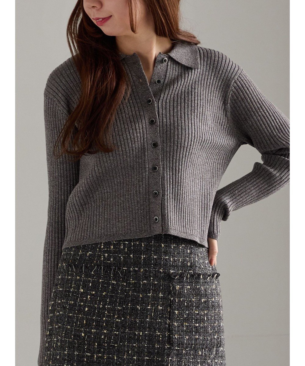 【テチチ/Te chichi】のポロカラークロップトカーディガン インテリア・キッズ・メンズ・レディースファッション・服の通販 founy(ファニー) 　ファッション　Fashion　レディースファッション　Fashion for Women　トップス・カットソー　Cut & Sew Tops　ニット　Knit Tops & Sweaters　カーディガン・羽織り　Layered Style Cardigans　カーディガン　Cardigan, Knitwear　クラシカル　Classical, Vintage-Inspired　クロップド　Cropped, Short Length　セーター　Sweater, Knitwear　夏　Summer　S/S・春夏　SS, Spring/Summer, Warm Season　A/W・秋冬　Autumn/Winter　グレー|ID: prp329100004771297 ipo3291000000035521222