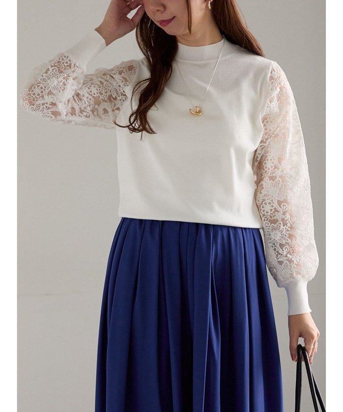 【テチチ/Te chichi】のレーススリーブニット インテリア・キッズ・メンズ・レディースファッション・服の通販 founy(ファニー) https://founy.com/ ファッション Fashion レディースファッション Fashion for Women トップス・カットソー Cut & Sew Tops ニット Knit Tops & Sweaters セーター Sweater, Knitwear デニム Denim, Jeans Material レース Lace, Lace Fabric エレガント 上品 Elegant 夏 Summer S/S・春夏 SS, Spring/Summer, Warm Season A/W・秋冬 Autumn/Winter |ID: prp329100004771298 ipo3291000000034566334