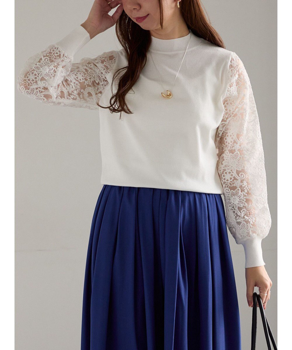 【テチチ/Te chichi】のレーススリーブニット 人気、トレンドファッション・服の通販 founy(ファニー) 　ファッション　Fashion　レディースファッション　Fashion for Women　トップス・カットソー　Cut & Sew Tops　ニット　Knit Tops & Sweaters　セーター　Sweater, Knitwear　デニム　Denim, Jeans Material　レース　Lace, Lace Fabric　エレガント 上品　Elegant　夏　Summer　S/S・春夏　SS, Spring/Summer, Warm Season　A/W・秋冬　Autumn/Winter　 other-1|ID: prp329100004771298 ipo3291000000034566334