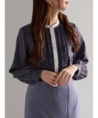 【テチチ/Te chichi】のフロントフリルバイカラーブラウス チャコールグレー|ID: prp329100004771299 ipo3291000000034566340