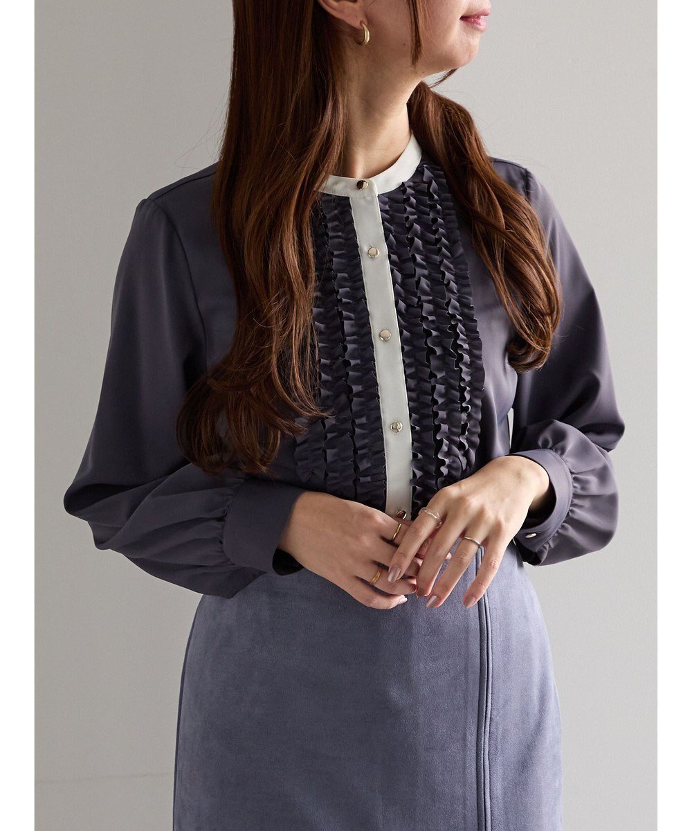 【テチチ/Te chichi】のフロントフリルバイカラーブラウス インテリア・キッズ・メンズ・レディースファッション・服の通販 founy(ファニー) ファッション Fashion レディースファッション Fashion for Women トップス・カットソー Cut & Sew Tops シャツ・ブラウス・オフィスカジュアル Elegant Blouses & Button-Ups おすすめ Recommended / Our Picks クラシカル Classical, Vintage-Inspired フリル Frill, Ruffle フロント Front, Front Design エレガント 上品 Elegant 夏 Summer S/S・春夏 SS, Spring/Summer, Warm Season A/W・秋冬 Autumn/Winter チャコールグレー|ID: prp329100004771299 ipo3291000000034566340