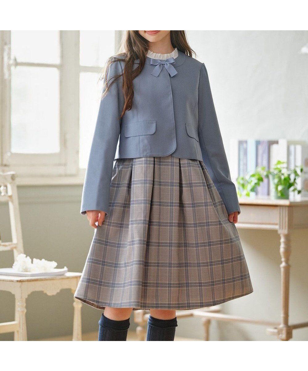 【組曲 / KIDS/KUMIKYOKU】の【150-170㎝】 チェックワンピース&T/Rジャケットセット 人気、トレンドファッション・服の通販 founy(ファニー) 　ファッション　Fashion　キッズファッション　Fashion for Kids　ワンピース　Dresses　春　Spring　カットソー　Cut and Sewn Top　クラシカル　Classical, Vintage-Inspired　クラシック　Classic, Timeless Style　シフォン　Chiffon, Lightweight Fabric　ジャケット　Jacket, Outerwear　スーツ　Suit, Formalwear　チェック　Check, Plaid, Tartan　ツイル　Twist, Twisted Detail　バランス　Balance, Style Balance　フリル　Frill, Ruffle　フロント　Front, Front Design　リボン　Ribbon, Bow　S/S・春夏　SS, Spring/Summer, Warm Season　夏　Summer　エレガント 上品　Elegant　セレモニー　Ceremony　 other-1|ID: prp329100004771334 ipo3291000000034566588