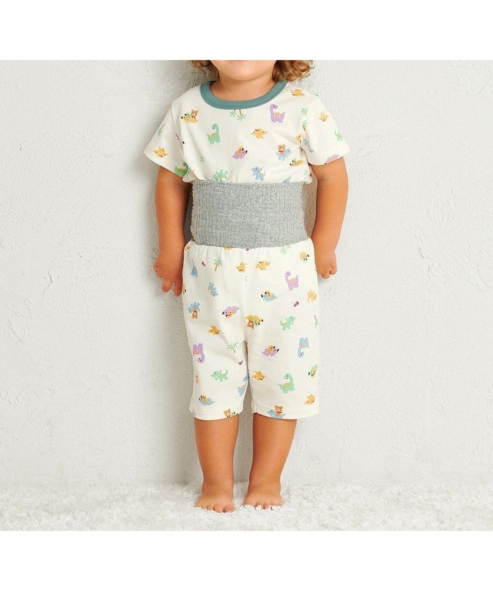 【ミキハウスホットビスケッツ/MIKI HOUSE HOT BISCUITS / KIDS】の【80-120cm】 恐竜柄 腹巻き付き 天竺素材 半袖パジャマ インテリア・キッズ・メンズ・レディースファッション・服の通販 founy(ファニー) 　ファッション　Fashion　キッズファッション　Fashion for Kids　春　Spring　カラフル　Colorful Design　パジャマ　Pajamas, Sleepwear　ベビー　Baby, Babywear　半袖　Short Sleeve, Half Sleeve　A/W・秋冬　Autumn/Winter　S/S・春夏　SS, Spring/Summer, Warm Season　おすすめ　Recommended / Our Picks　夏　Summer　ギフト プレゼント　Gift / Present　マルチカラー|ID: prp329100004771336 ipo3291000000034566601