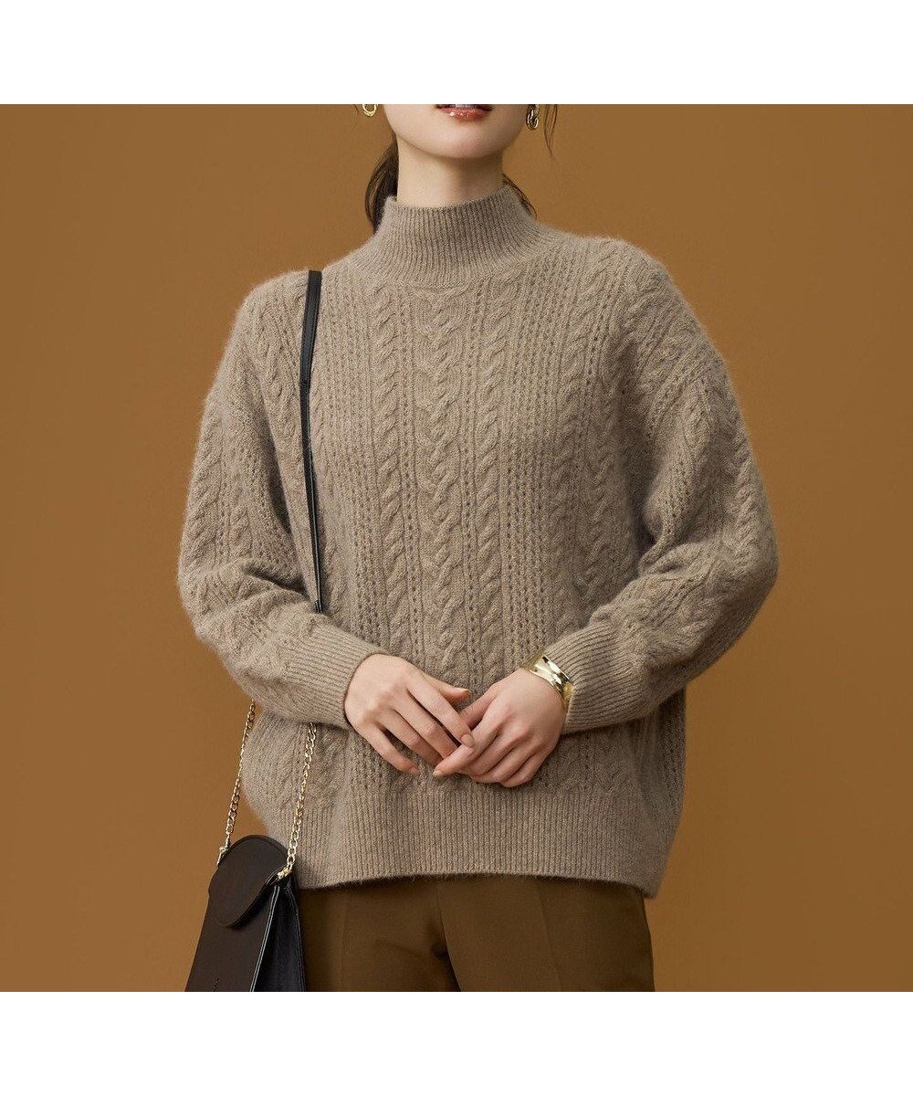 【自由区/JIYU-KU】の【SHIHOさん着用】ラメフォックスケーブル ニット インテリア・キッズ・メンズ・レディースファッション・服の通販 founy(ファニー) 　ファッション　Fashion　レディースファッション　Fashion for Women　トップス・カットソー　Cut & Sew Tops　ニット　Knit Tops & Sweaters　セーター　Sweater, Knitwear　フォックス　Fox, Fox Fur　ミックス　Mix, Mixed Style　メッシュ　Mesh, Net Fabric　エレガント 上品　Elegant　夏　Summer　春　Spring　S/S・春夏　SS, Spring/Summer, Warm Season　モカ|ID: prp329100004771437 ipo3291000000034567118