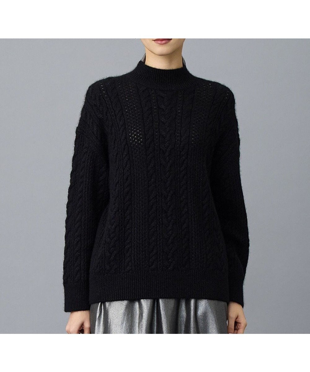 【自由区/JIYU-KU】の【SHIHOさん着用】ラメフォックスケーブル ニット インテリア・キッズ・メンズ・レディースファッション・服の通販 founy(ファニー) 　ファッション　Fashion　レディースファッション　Fashion for Women　トップス・カットソー　Cut & Sew Tops　ニット　Knit Tops & Sweaters　セーター　Sweater, Knitwear　フォックス　Fox, Fox Fur　ミックス　Mix, Mixed Style　メッシュ　Mesh, Net Fabric　エレガント 上品　Elegant　夏　Summer　春　Spring　S/S・春夏　SS, Spring/Summer, Warm Season　ブラック|ID: prp329100004771437 ipo3291000000034675178