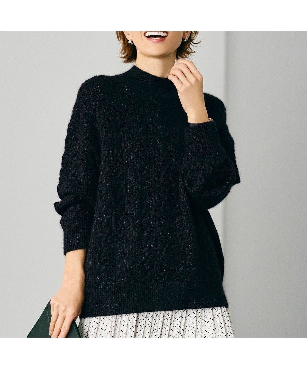 【自由区/JIYU-KU】の【SHIHOさん着用】ラメフォックスケーブル ニット インテリア・キッズ・メンズ・レディースファッション・服の通販 founy(ファニー) ファッション Fashion レディースファッション Fashion for Women トップス・カットソー Cut & Sew Tops ニット Knit Tops & Sweaters セーター Sweater, Knitwear フォックス Fox, Fox Fur ミックス Mix, Mixed Style メッシュ Mesh, Net Fabric エレガント 上品 Elegant 夏 Summer 春 Spring S/S・春夏 SS, Spring/Summer, Warm Season ブラック|ID: prp329100004771437 ipo3291000000035581636