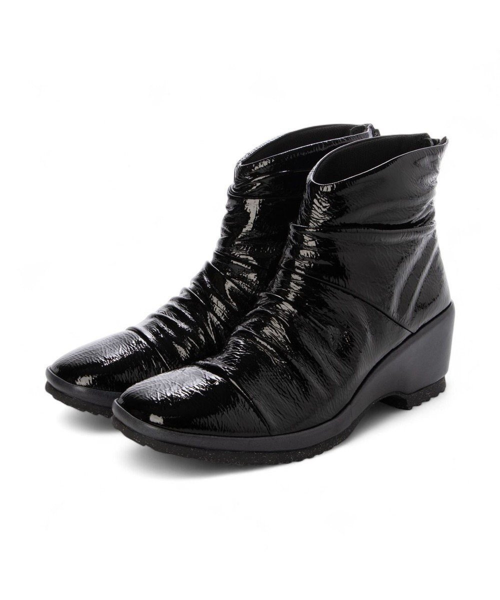 【モード エ ジャコモ/MODE ET JACOMO】のD ICI ドレープデザインウェッジソールショートブーツ インテリア・キッズ・メンズ・レディースファッション・服の通販 founy(ファニー) ファッション Fashion レディースファッション Fashion for Women ショート Short, Short Length シンプル Simple, Minimal フォルム Silhouette, Form プラット Platform, Platform Shoes エレガント 上品 Elegant 日本製 Made In Japan A/W・秋冬 Autumn/Winter 軽量 Lightweight, Ultra Light ブラックエナメル|ID: prp329100004771511 ipo3291000000034567297